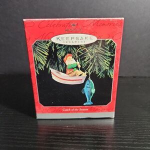 Hallmark Keepsake‎ Ornament Catch Of The Season Fishing Santa Boat Vintage 1998
